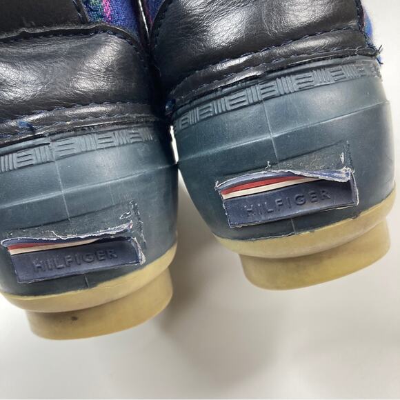 Tommy Hilfiger Blue Plaid Quilted Rain Duck Boots 6 - Picture 5 of 7
